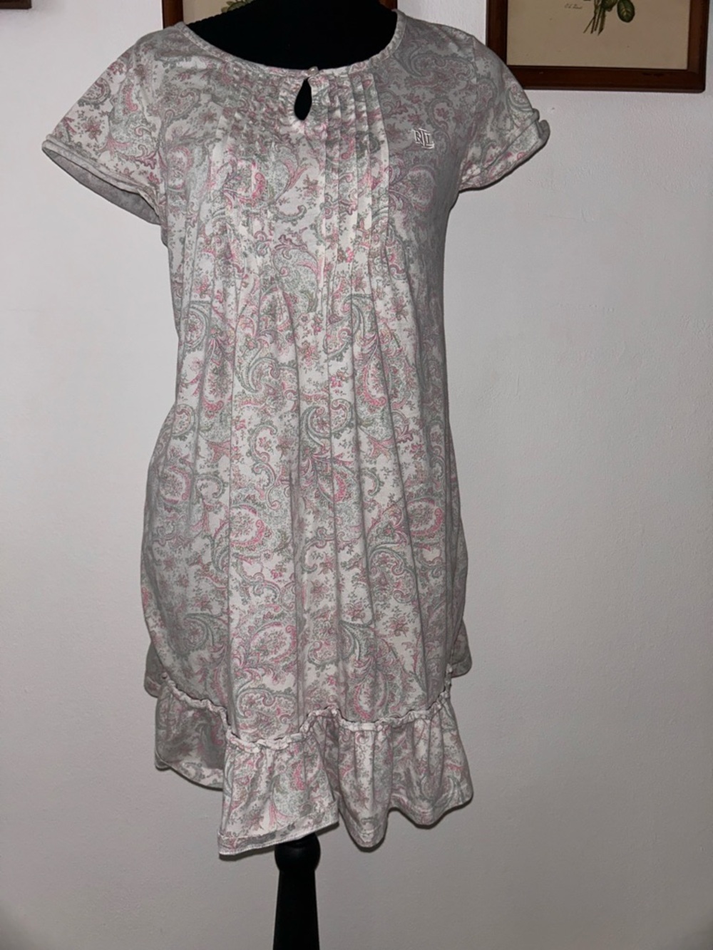 Lauren Ralph Lauren Black Trim Paisley Lined Top